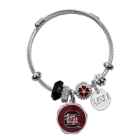 University of South Carolina Team Colored Charms Logo Cable Bangle