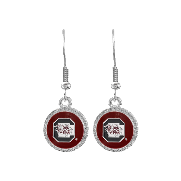 University of South Carolina Team Colored Round Logo Charm Fish Hook Earrings