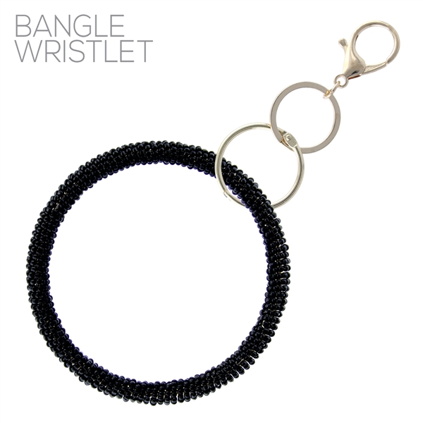 Black Seed Bead Bangle Keychain