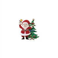 Fashion Christmas-Inspired Multi-Colored Crystal Jolly Santa & Tree Pin Brooch Pendant