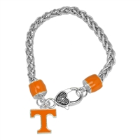 University of Tennessee Logo Team Colored Charms Silver Bracelet