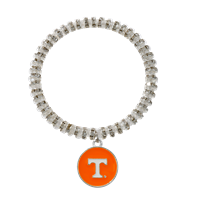 University of Tennessee Team Colored Round Logo Charm & Crystals Stretch Bracelet