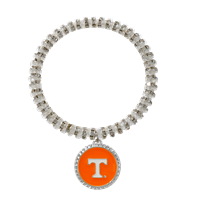 College Fashion Team Colored Crystal University of Tennessee Logo Charm Stretch Bracelet