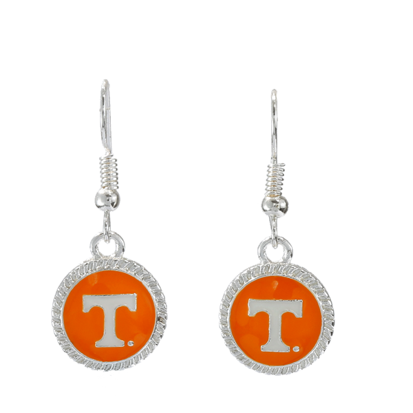 University of Tennessee Team Colored Round Logo Charm Fish Hook Earrings