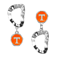 University of Tennessee Orange Logo Charm Wavy Flipped Stud Dangle Earrings