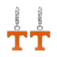 College Fashion Crystal University of Tennessee Logo Charm Cuff Hoop Dangle Earrings