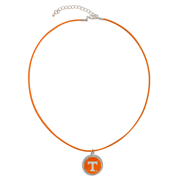 University of Tennessee Team Colored Round Logo Charm Bright Orange 18" Thin Nylon Necklace