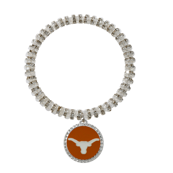 College Fashion Crystal University of Texas Logo Charm Bicks Bracelet