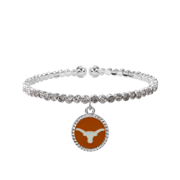 College Fashion Crystal University of Texas Logo Charm Cuff Breeze Bangle