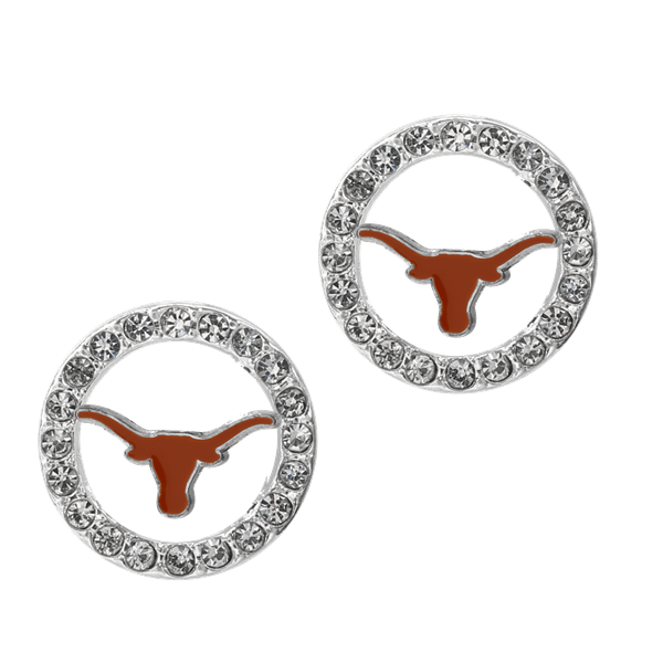 College Fashion Crystal University of Texas Logo Charm Stud Eugenia Earrings