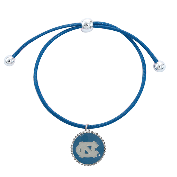 University of North Carolina Team Colored Round Logo Charm Baby Blue 8" Diameter Thin Nylon Slider Bracelet