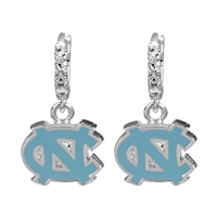 College Fashion Crystal University of North Carolina Logo Charm Cuff Hoop Dangle Earrings
