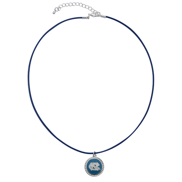 University of North Carolina Team Colored Round Logo Charm Baby Blue 18" Thin Nylon Necklace