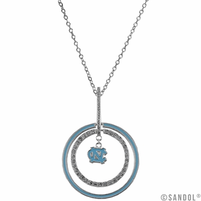 UNC Tar Heels Silver Jewelry Necklace Rhinestone