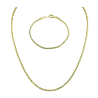 Gold Diamond Cut Snake Chain Bracelet & Necklace Set