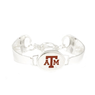 Silver Engraved Team Logo Bracelet Texas A&M Aggie