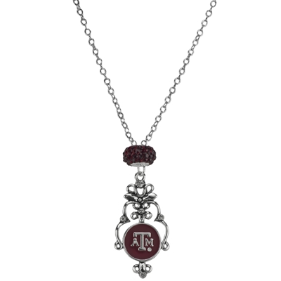 Texas A&M Aggies Silver Rhinestone Necklace Licensed College Jewelry