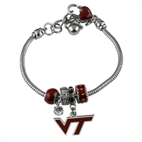 College Fashion Crystal â€‹Virginia Tech University Logo Charms Betsy Bracelet