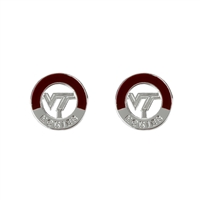 VIRGINA TECH 444 | Circular Post 2 Tone Earrings Silver