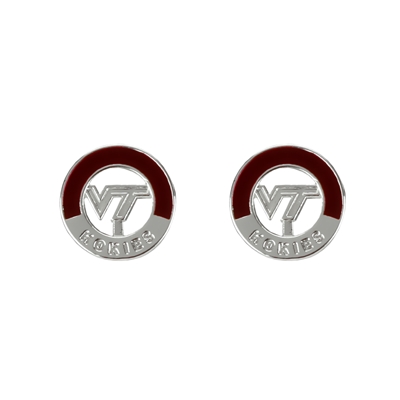 VIRGINA TECH 444 | Circular Post 2 Tone Earrings Silver