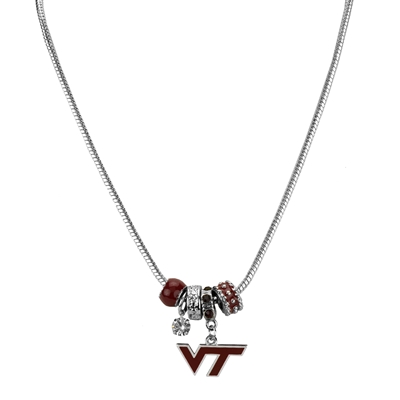 College Fashion Crystal Virginia Tech University Logo Charms Natalya Necklace