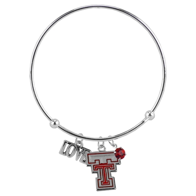 College Fashion Crystal Texas Tech University Logo Charm Tassel Beth Push Bangle Bracelet