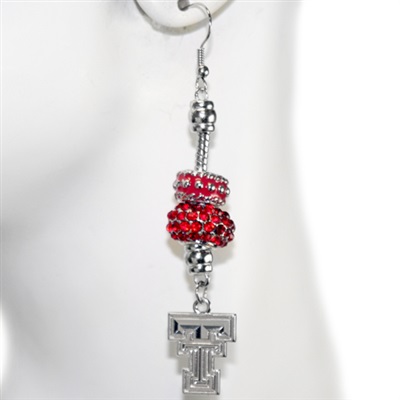 Beaded Dangle Earrings Texas Tech Rowdy Raiders