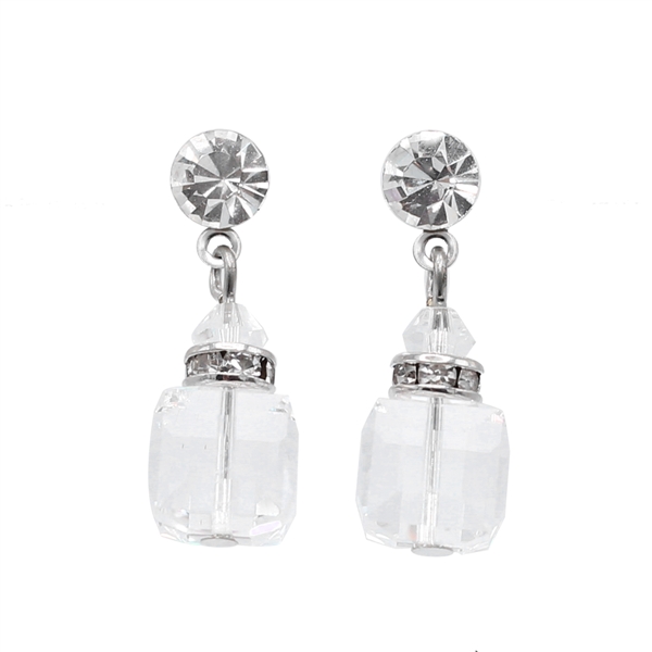 Fashion Sparkling 8mm Diamond Crystal Post-Dangle Earrings