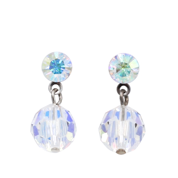 Fashion Stylish Light Iridescent Crystal Bead Drop Stud Earrings