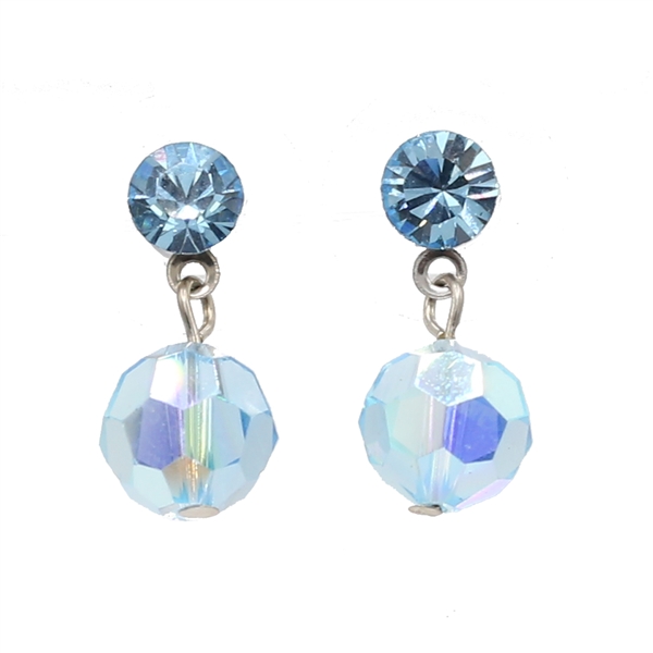 Fashion Stylish Aquamarine Crystal Bead Drop Stud Earrings