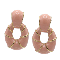 Simple Pink Enamel Coated Gold-Toned Accents Clip-On Earrings