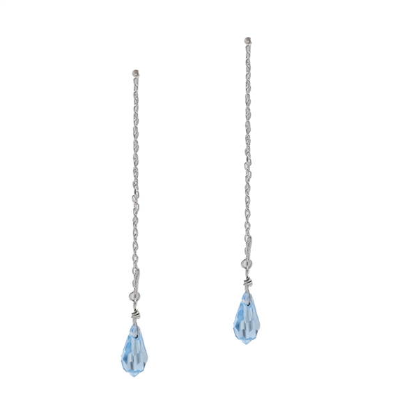 Stylish Aqua Crystal Threader Drop Earrings