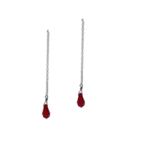 Stylish Red Crystal Threader Drop Earrings