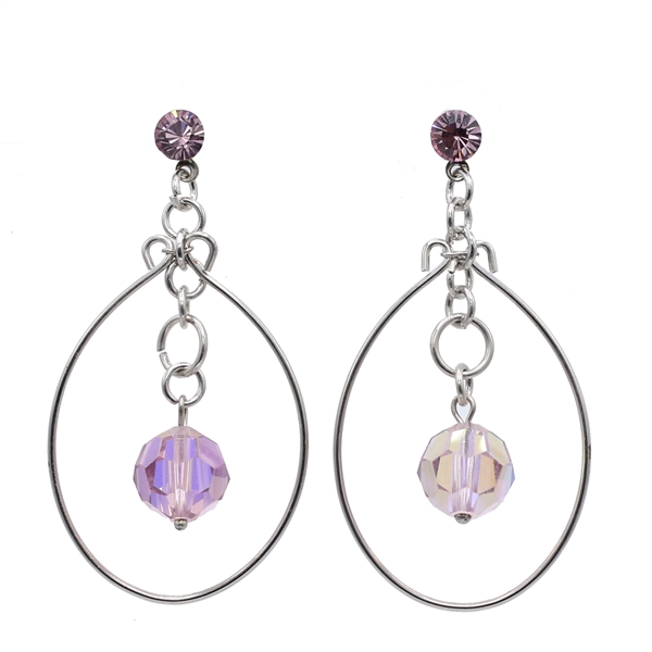 Fashion Stylish Light Amethyst Crystal Bead Drop Earrings