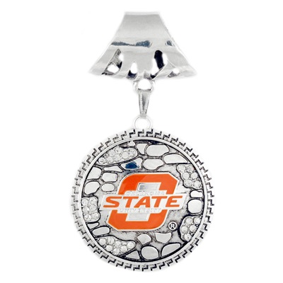 College Fashion Oklahoma State University Rhinestone Ornate Scarf Pendant Charm