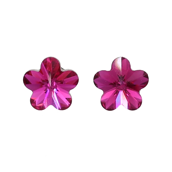 Fashion Sparkling Amethyst Crystal Flower Stud Earrings