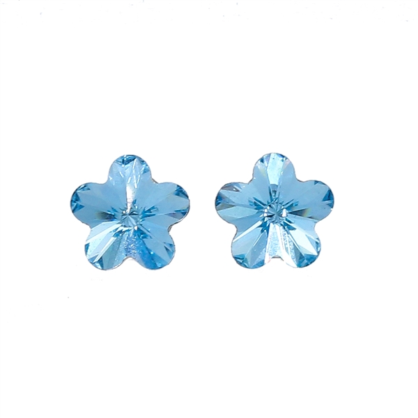 Fashion Sparkling Aquamarine Crystal Flower Stud Earrings