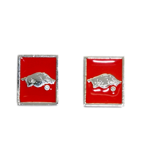 University of Arkansas Razorbacks Logo Team Colored Squared Stud Earrings