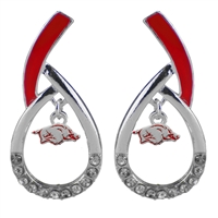 U of A Silver Rhinestone Earrings Licensed College Jewelry Cardinals