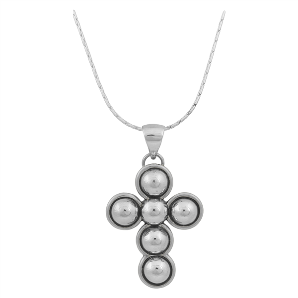 Stylish Spiritual Silver Bubble Cross Pendant Necklace