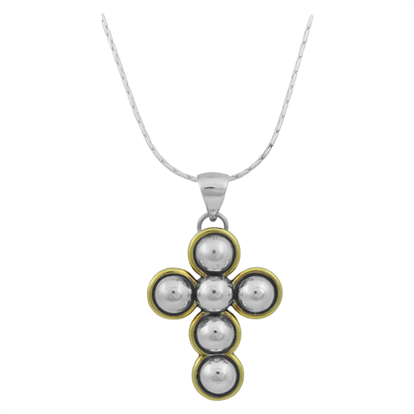 Stylish Spiritual Two-Tone Bubble Cross Pendant Necklace