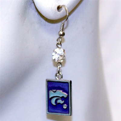 Square Dangle Earrings Kansas State Wildcats