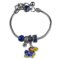 College Fashion Crystal University of Kansas Logo Charms Betsy Bracelet