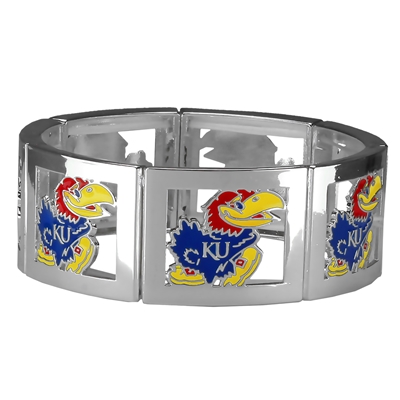 Square Stretch Jayhawks Silver Jewelry