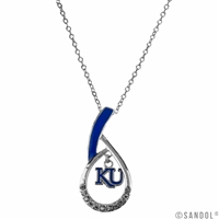 KU NCAA Silver Rhinestone Necklace Licensed College Jewelry