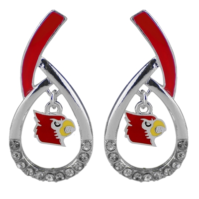 Louisville Silver Rhinestone Earrings Licensed College Jewelry Cardinals