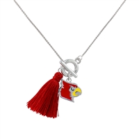 College Fashion University of Louisville Logo Charm Tassel Norma Necklace Lobster Clasp