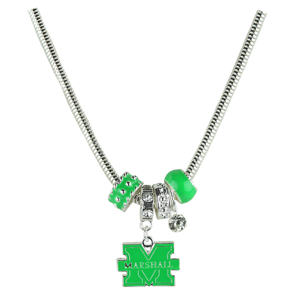 College Fashion Crystal Marshall University Logo Charms MVP Necklace