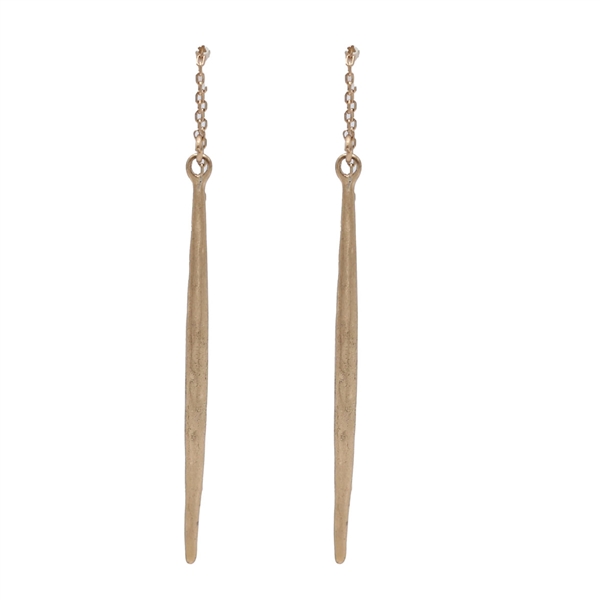 Stylish Matte Gold Hammered Dagger Threader Drop Earrings