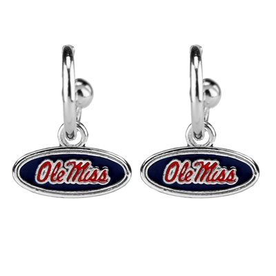 College Fashion University of Mississippi Logo Charms Post Dangle Emma Earrings